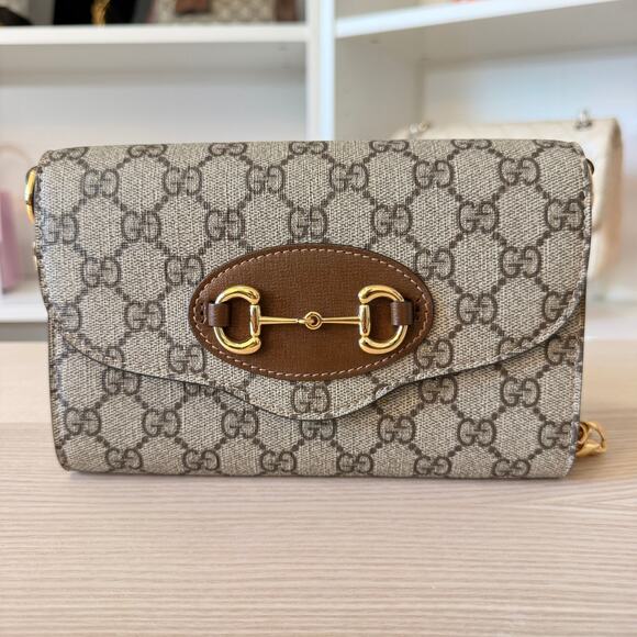 Gucci GG Supreme Monogram Azalea Calfskin Web Mini Horsebit 1955 Chain - Picture 2 of 13